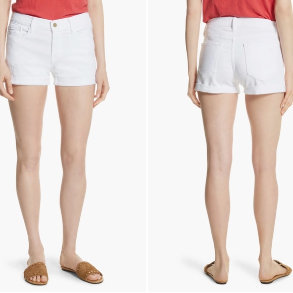 FRAME Le Cutoff White Denim Shorts, Size 28 - Picture 1 of 11